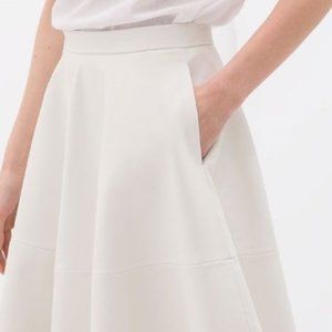 Zara Winter White Faux Leather Midi Skirt